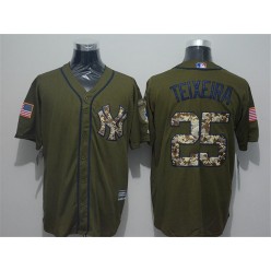 MLB New York Yankees 25 Mark Teixeira Green Salute To Service Stitched Majestic Cool Base Men Jersey