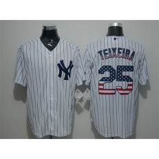 MLB New York Yankees 25 Mark Teixeira White USA Flag Fashion Baseball Men Jersey