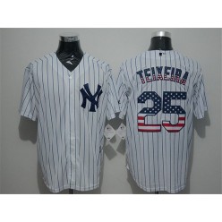 MLB New York Yankees 25 Mark Teixeira White USA Flag Fashion Baseball Men Jersey
