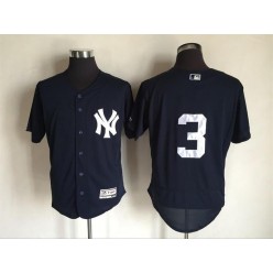 MLB New York Yankees 3 Babe Ruth Retired Navy Blue No Name 2016 Flexbase Majestic Baseball Men Jersey