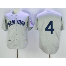 MLB New York Yankees 4 Lou Gehrig 1939 Gray Wool Throwback Men Jersey