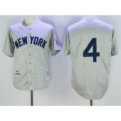 MLB New York Yankees 4 Lou Gehrig 1939 Gray Wool Throwback Men Jersey