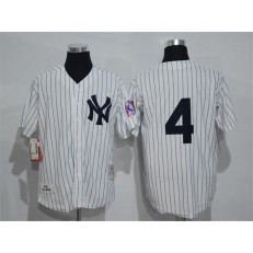 MLB New York Yankees 4 Lou Gehrig No Name White Retired Patch Stitched Cooperstown Collection Mitchell & Ness Men Jersey