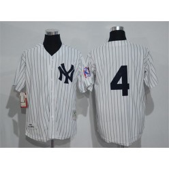 MLB New York Yankees 4 Lou Gehrig No Name White Retired Patch Stitched Cooperstown Collection Mitchell & Ness Men Jersey
