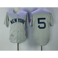 MLB New York Yankees 5 Joe DiMaggio 1939 Gray Wool Throwback Men Jersey
