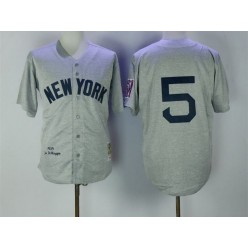 MLB New York Yankees 5 Joe DiMaggio 1939 Gray Wool Throwback Men Jersey