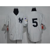 MLB New York Yankees 5 Joe DiMaggio No Name White Retired Patch Stitched Cooperstown Collection Mitchell & Ness Men Jersey