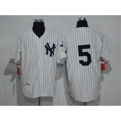 MLB New York Yankees 5 Joe DiMaggio No Name White Retired Patch Stitched Cooperstown Collection Mitchell & Ness Men Jersey