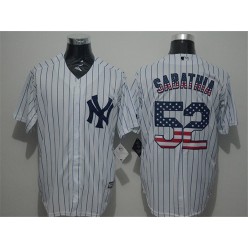 MLB New York Yankees 52 CC Sabathia White USA Flag Fashion Baseball Men Jersey