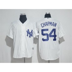 MLB New York Yankees 54 Aroldis Chapman White Strip New Cool Base Stitched Men Jersey