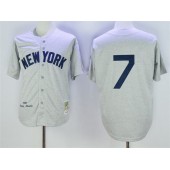 MLB New York Yankees 7 Mickey Mantle 1951 Gray Wool Throwback Men Jersey