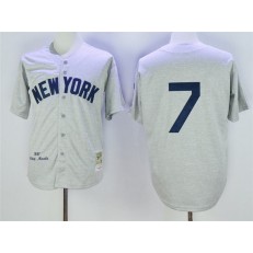 MLB New York Yankees 7 Mickey Mantle 1951 Gray Wool Throwback Men Jersey
