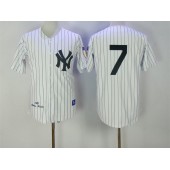 MLB New York Yankees 7 Mickey Mantle 1951 White Throwback Men Jersey