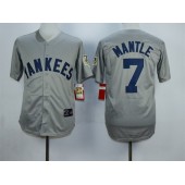 MLB New York Yankees 7 Mickey Mantle Gray 75TH Patch Men Jersey