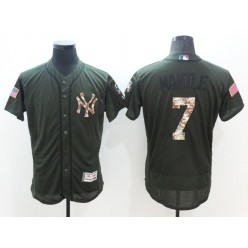 MLB New York Yankees 7 Mickey Mantle Retired Green Salute To Service 2016 Flexbase Majestic Baseball Men Jersey