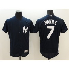 MLB New York Yankees 7 Mickey Mantle Retired Navy Blue 2016 Flexbase Majestic Baseball Men Jersey