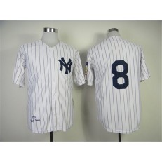 MLB New York Yankees 8 Yogi Berra 1951 White Throwback Men Jersey