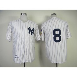 MLB New York Yankees 8 Yogi Berra 1951 White Throwback Men Jersey