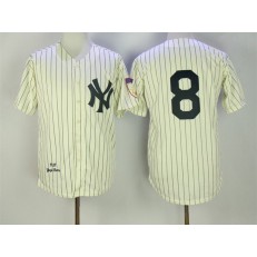 MLB New York Yankees 8 Yogi Berra Cream Pinstripe 1951 Throwback Cooperstown Collection Stitched Mitchell & Ness Men Jersey