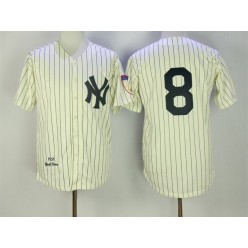 MLB New York Yankees 8 Yogi Berra Cream Pinstripe 1951 Throwback Cooperstown Collection Stitched Mitchell & Ness Men Jersey