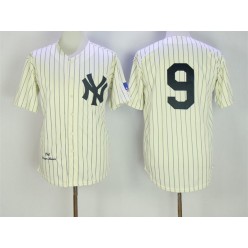 MLB New York Yankees 9 Roger Maris Cream Pinstripe 1961 Throwback Cooperstown Collection Stitched Mitchell & Ness Men Jersey
