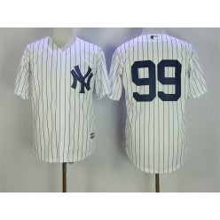 MLB New York Yankees 99 Aaron Judge No Name White Strip New Cool Base Stitched Men Jersey