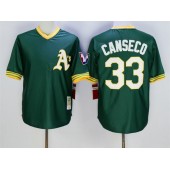 MLB Mitchell And Ness Oakland Athletics 33 Jose Canseco Green Throwback Stitched Baseball Jersey