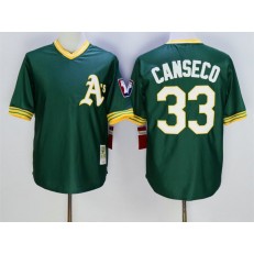 MLB Mitchell And Ness Oakland Athletics 33 Jose Canseco Green Throwback Stitched Baseball Jersey
