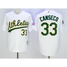 MLB Mitchell And Ness Oakland Athletics 33 Jose Canseco White Throwback Stitched Men Jersey