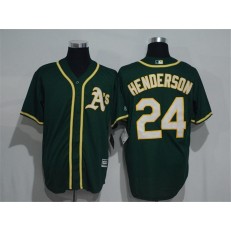 MLB Oakland Athletics 24 Rickey Henderson Dark Green New Cool Base Stitched Men Jersey