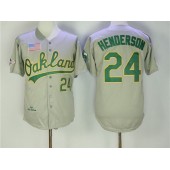 MLB Oakland Athletics 24 Rickey Henderson Gray 1989 Throwback Men Jersey