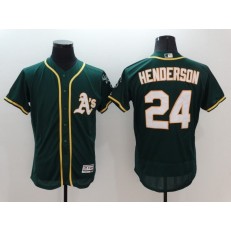 MLB Oakland Athletics 24 Rickey Henderson Green Flexbase Authentic Collection Stitched Baseball Men Jersey