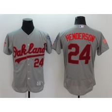MLB Oakland Athletics 24 Rickey Henderson Grey Fashion Stars & Stripes 2016 Flexbase Independence Day Men Jersey