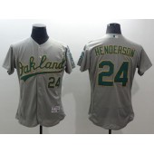 MLB Oakland Athletics 24 Rickey Henderson Grey Flexbase Authentic Collection Stitched Baseball Men Jersey