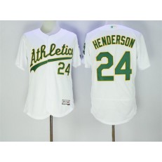 MLB Oakland Athletics 24 Rickey Henderson Retired White Stitched 2016 Majestic Flex Base Men Jersey