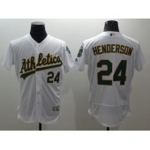 MLB Oakland Athletics 24 Rickey Henderson White Flexbase Authentic Collection Stitched Men Jersey