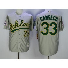 MLB Oakland Athletics 33 Jose Canseco Grey Throwback Men Jersey