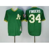 MLB Oakland Athletics 34 Rollie Fingers 1976 Green Throwback Men Jersey