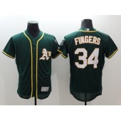 MLB Oakland Athletics 34 Rollie Fingers Green Flexbase Authentic Collection Stitched Baseball Men Jersey
