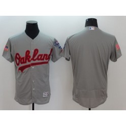 MLB Oakland Athletics Blank Grey Fashion Stars & Stripes 2016 Flexbase Independence Day Men Jersey