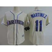 MLB Seattle Mariners 11 Edgar Martinez  Cream New Cool Base Men Jersey