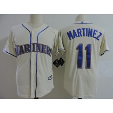 MLB Seattle Mariners 11 Edgar Martinez  Cream New Cool Base Men Jersey