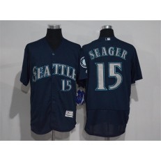 MLB Seattle Mariners 15 Kyle Seager Navy Blue 2016 Flexbase Majestic Baseball Men Jersey