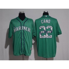 MLB Seattle Mariners 22 Robinson Cano Green Team Logo Ornamented Stitched Majestic Cool Base Men Jersey