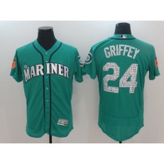 MLB Seattle Mariners 24 Ken Griffey Jr. 2017 Spring Training Flex Base Authentic Collection Stitched Baseball Men Jersey