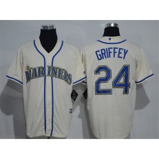 MLB Seattle Mariners 24 Ken Griffey Jr. Cream New Cool Base Stitched Men Jersey