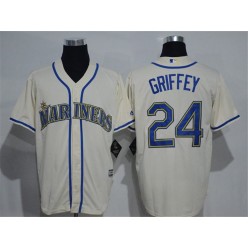 MLB Seattle Mariners 24 Ken Griffey Jr. Cream New Cool Base Stitched Men Jersey