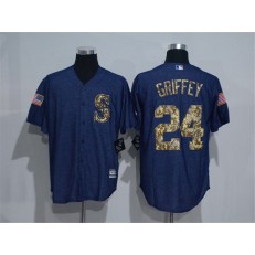 MLB Seattle Mariners 24 Ken Griffey Jr. Denim Blue Salute to Service Stitched Baseball Men Jersey