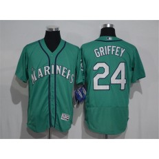 MLB Seattle Mariners 24 Ken Griffey Jr. Green Flexbase Authentic Collection Stitched Men Jersey