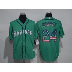 MLB Seattle Mariners 24 Ken Griffey Jr. Green USA Flag Fashion Stitched Baseball Men Jersey